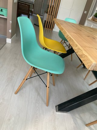 Sillas Comedor Estilo Nórdico (2 Amarillas, 4 Turq