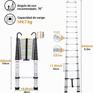 Escalera telescópica de aluminio 6,2M