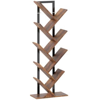 Librería árbol 9 niveles madera y metal