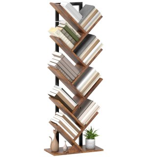 Librería árbol 9 niveles madera y metal