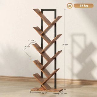 Librería árbol 9 niveles madera y metal