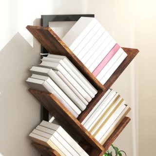 Librería árbol 9 niveles madera y metal