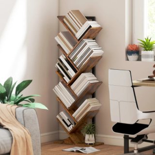 Librería árbol 9 niveles madera y metal