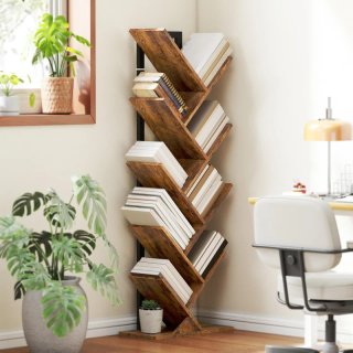 Librería árbol 9 niveles madera y metal