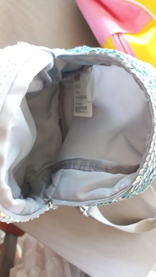 Mochila pequeña lentejuelas rosa y plateada