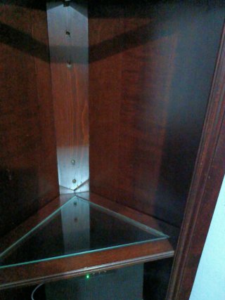 Vitrina esquinera de madera y cristal 49 cm ancho