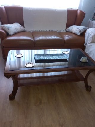 Mesa centro madera y cristal
