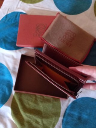 Monedero Loewe verde y granate