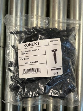 100 Unidades Taco Brida Konekt N° 8 Negro