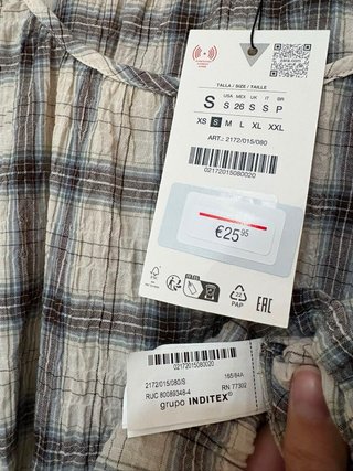 Blusa Zara cuadros manga larga