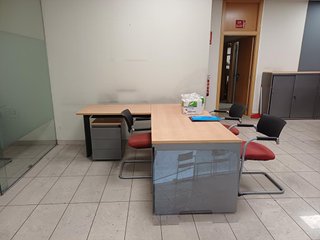 Mesa de oficina en L madera y metal