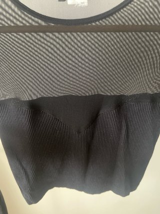 Blusa Zara Malla Negra Manga Larga