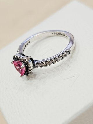 Anillo Pandora Corazón Rosa Talla 58+caja