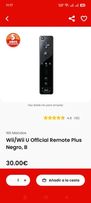 Mando Wii Remote Plus Negro