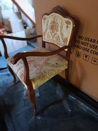 Descalzadora madera tapizada años 60-70