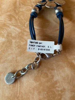 Pulsera azul marino con flor grande estilo vintage