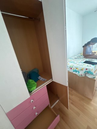 Armario infantil 240cm blanco y rosa