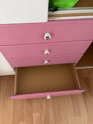 Armario infantil 240cm blanco y rosa