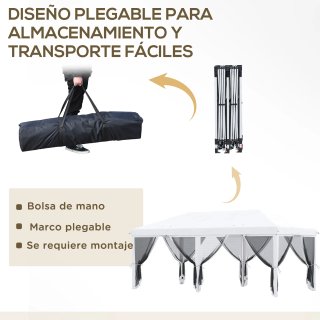Carpa Gazebo Plegable 6x3m con 6 Paredes