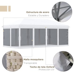 Carpa Gazebo Plegable 6x3m con 6 Paredes