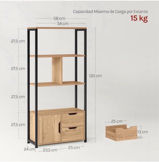 Estantería alta madera y metal