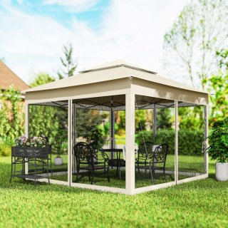 Cenador Jardín 3x3m Doble Techo Beige