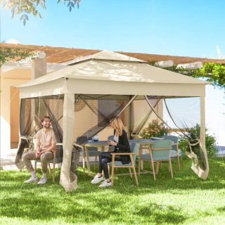 Cenador Jardín 3x3m Doble Techo Beige