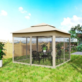 Cenador Jardín 3x3m Doble Techo Beige