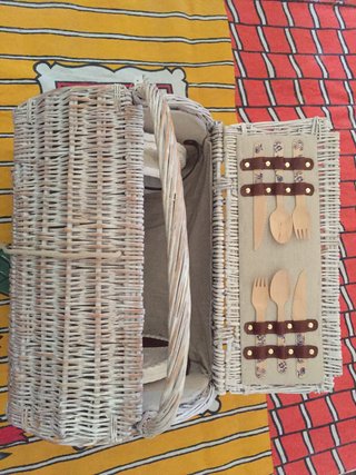 Cesta de picnic mimbre y madera