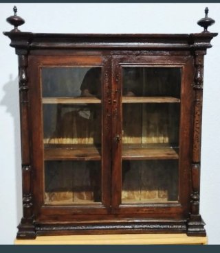 Alacena rústica madera y cristal antigua 91×81× 33