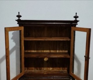 Alacena rústica madera y cristal antigua 91×81× 33