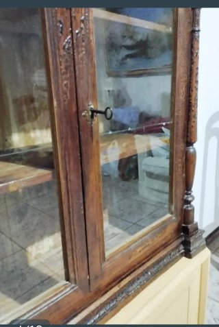 Alacena rústica madera y cristal antigua 91×81× 33