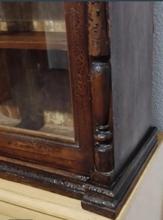 Alacena rústica madera y cristal antigua 91×81× 33