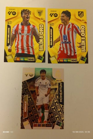 Cartas Fútbol Adrenalyn XL balón de oro y mometum