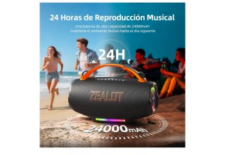 Altavoz Zealot Negro/Naranja con Luces LED