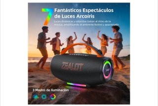 Altavoz Zealot Negro/Naranja con Luces LED