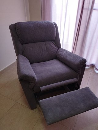 Sillón relax reclinable gris tela