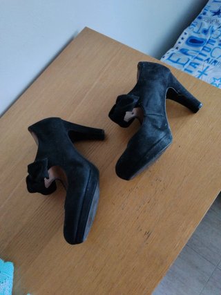 Zapatos tacón negros lazo talla 38