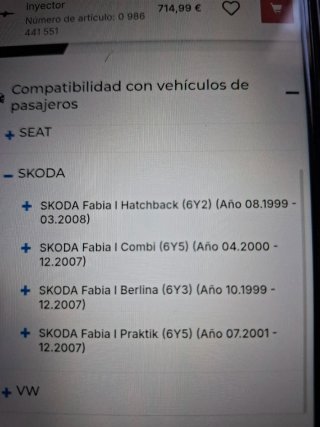 Inyector Bomba Audi, Skoda, VW, Seat