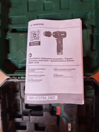 Taladro Parkside 12V con maletín SIN BATERÍA