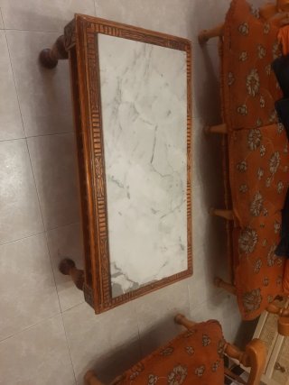 Tresillo antiguo tela y madera