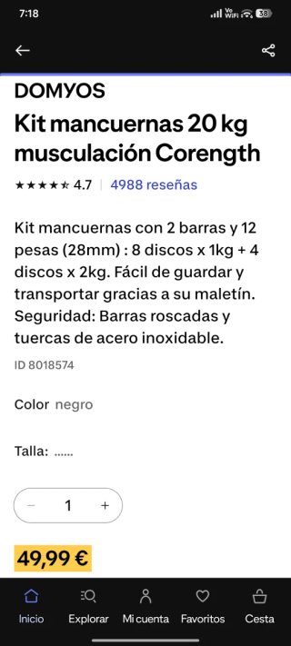 Set Mancuernas 42kg + regalos