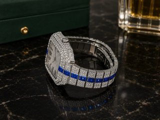 Orologio Lusso Cristalli Blu e Argento
