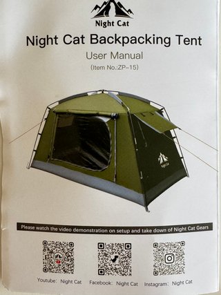 Tienda Campaña Night Cat 1 Persona Impermeable