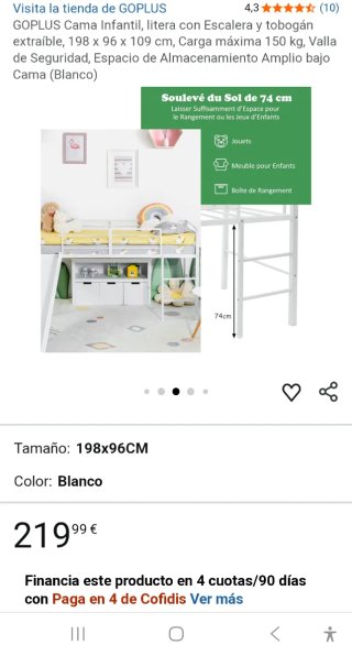 Cama infantil con tobogán y escalera