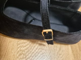 Zapatos planos terciopelo hebilla Zara