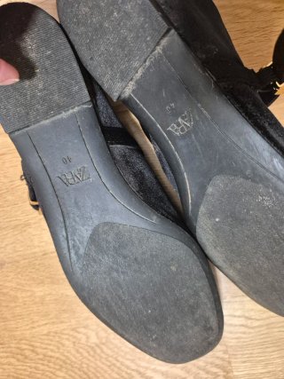 Zapatos planos terciopelo hebilla Zara