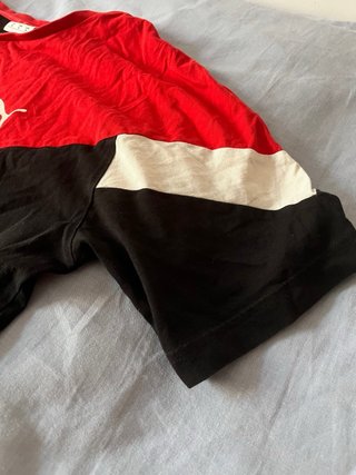 Puma Camiseta Vintage Negra Roja Blanca Retro 90s