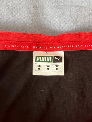 Puma Camiseta Vintage Negra Roja Blanca Retro 90s