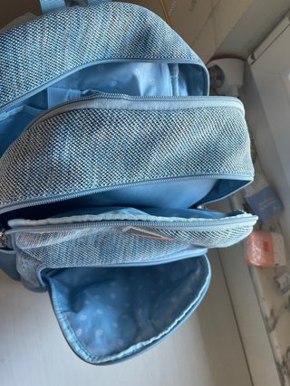 Mochila Pepe Jeans London azul claro y rosa